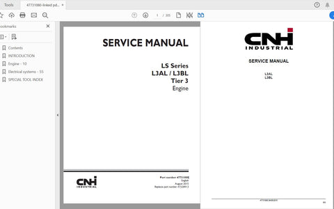 Discover the essential CASE IH Tractor LS Series L3AL and L3BL Tier 3 Engine Service Manual (47731080) in a convenient PDF format. This comprehensive guide is designed to provide you