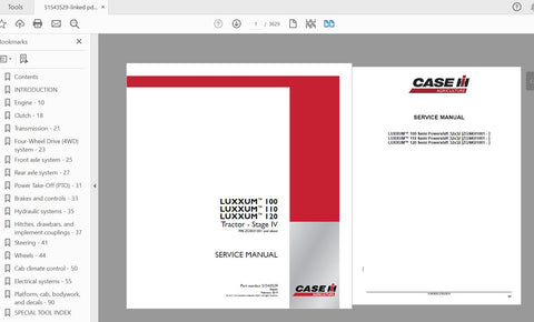 Enhance your maintenance routine with the CASE IH Tractor Luxxum 100, 110, and 120 Stage IV Service Manual (Part No. 51543529). This comprehensive PDF file is designed to provide you