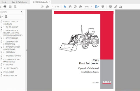 Discover the essential CASE IH Tractor LX252 Front End Loader Operator’s Manual, designed specifically for the JX1U model. This comprehensive PDF file provides you with all the necessary information to operate and maintain your loader efficiently, ensuring