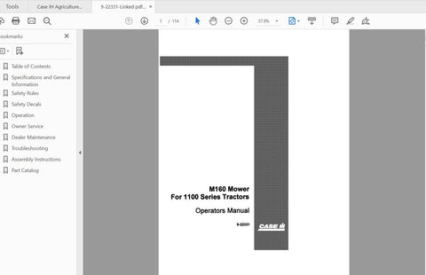 Discover the essential CASE IH Tractor M160 Mower Operator’s Manual, specifically designed for the 1100 Series Tractor. This comprehensive PDF file provides detailed instructions and insights to help you maximize the performance of your mower