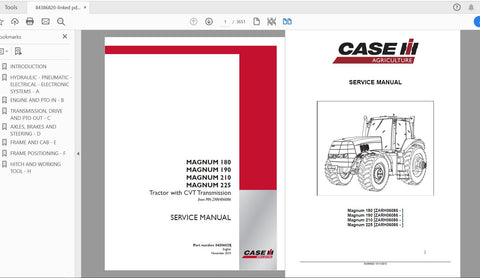Unlock the full potential of your CASE IH Magnum 180, 190, 210, and 225 CVT tractors with the comprehensive service manual (part number 84386820). This PDF file is an essential resource