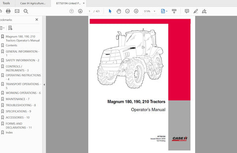 Enhance your farming efficiency with the CASE IH Tractor Magnum 180, 190, and 210 Operator’s Manual. This comprehensive PDF file is designed to provide you with essential information