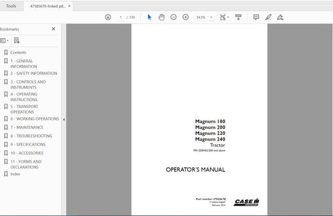 Enhance your farming efficiency with the CASE IH Tractor Magnum 180, 200, 220, 240 Operator’s Manual. This comprehensive PDF file is designed to provide you with essential information and guidance for optimal operation and maintenance of your 