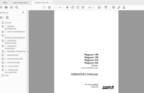 Discover the essential CASE IH Tractor Magnum Operator’s Manual, designed specifically for the Magnum 180, 190, 210, and 225 models. This comprehensive PDF file provides detailed insights into the CVT transmission system, ensuring you maximize the performance