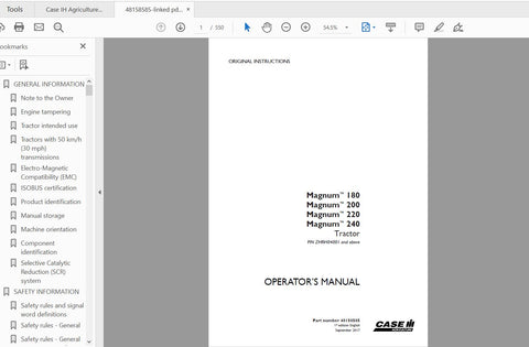 Enhance your farming efficiency with the CASE IH Tractor Magnum 180, 200, 220, and 240 Operator’s Manual. This comprehensive PDF file is designed to provide you with essential
