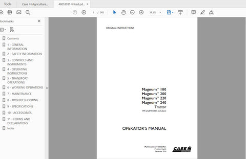 Unlock the full potential of your CASE IH Magnum tractor with the comprehensive Operator’s Manual for models 180, 200, 220, and 240 Tier 4B (Final). This PDF file is an essential resource for both new and experienced operators, providing detailed insights into the features and functionalities of your equipment.
