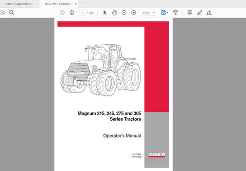 Enhance your farming efficiency with the CASE IH Tractor Magnum 215, 245, 275, 305 Operator’s Manual. This comprehensive PDF file is designed to provide you with essential information