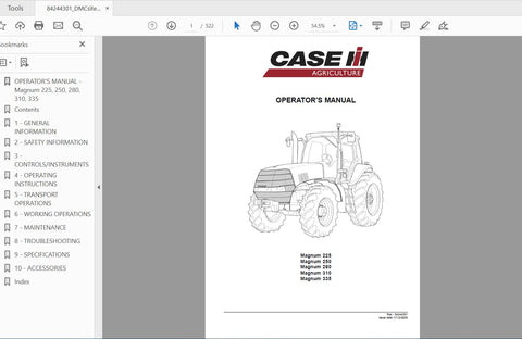Enhance your farming efficiency with the CASE IH Tractor Magnum Operator’s Manual, designed specifically for models 225, 250, 280, 310, and 335. This comprehensive PDF file serves as an essential resource, providing detailed instructions and insights