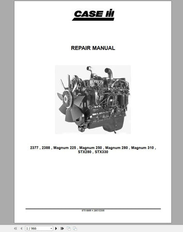 Unlock the full potential of your CASE IH Magnum tractor with the comprehensive Repair Manual (Part No. 87518866). This PDF file is an essential resource for owners of the Magnum 225, 250, 280, and 310 models, providing detailed instructions and