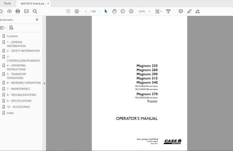 Unlock the full potential of your CASE IH Magnum tractor with the comprehensive Operator’s Manual for models 235, 260, 290, 315, 340, and 370. This PDF file is an essential resource for both new and experienced operators, providing detailed