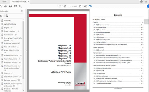 Unlock the full potential of your CASE IH Magnum tractors with the comprehensive Service Manual (47533562) for models 235, 260, 290, 315, 340, and 370. This PDF file is an