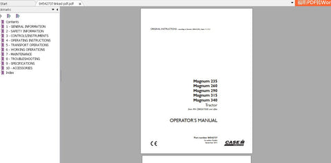 Discover the essential CASE IH Tractor Magnum Operator’s Manual, designed specifically for models 235, 260, 290, 315, and 340. This comprehensive PDF file serves as your go-
