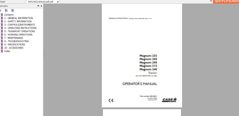 Unlock the full potential of your CASE IH Magnum tractor with the comprehensive Operator’s Manual for models 235, 260, 290, 315, and 340. This PDF file is an essential resource for both new and experienced operators, providing detailed insights into the