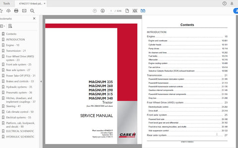 Unlock the full potential of your CASE IH Magnum tractor with the comprehensive service manual for models 235, 260, 290, 315, and 340. This PDF file, catalog number 47442317, is