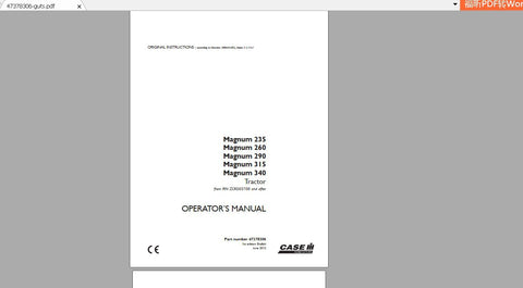 Enhance your operational efficiency with the CASE IH Tractor Magnum Operator’s Manual, specifically designed for models 235, 260, 315, 340, and 390. This comprehensive