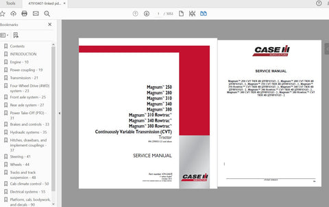 Unlock the full potential of your CASE IH Magnum tractors with the comprehensive Service Manual (47910407) for models 250, 280, 310, 310 Rowtrac, 340, 340 Rowtrac