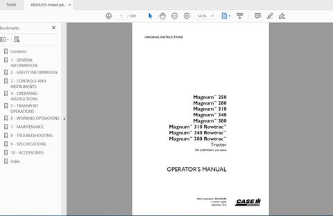 Discover the ultimate resource for your CASE IH Magnum tractors with the comprehensive Operator’s Manual for models 250, 280, 310, 340, 380, and Rowtrac 310, 340, 380
