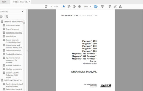 DISCOVER THE ULTIMATE RESOURCE FOR YOUR CASE IH TRACTOR WITH THE MAGNUM 250, 280, 310, 340, AND 380 OPERATOR’S MANUAL. THIS COMPREHENSIVE PDF FILE IS DESIGNED TO PROVIDE YOU WITH ALL THE