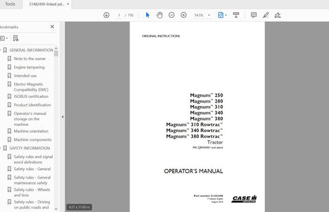 Discover the essential CASE IH Tractor Magnum Operator’s Manual, designed specifically for models 250, 280, 310, 340, and 380, including the Magnum Rowtrac series. This comprehensive PDF file serves as your go-to resource for maximizing the performance and efficiency of your tractor, ensuring you have all the information you need