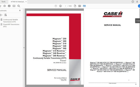 Unlock the full potential of your CASE IH Magnum tractor with the comprehensive Service Manual for models 250, 280, 310, 340, and 380, including the Rowtrac