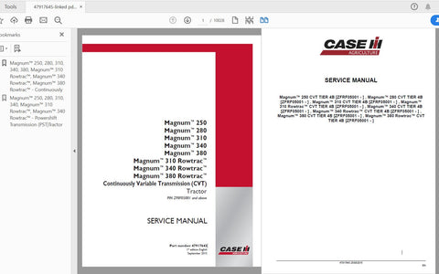 Discover the ultimate resource for your CASE IH Magnum tractors with the comprehensive service manual for models 250, 280, 310, 340, 380, and Rowtrac variants. This PDF file,