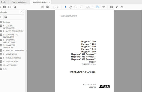 Discover the essential CASE IH Tractor Magnum Operator’s Manual, designed specifically for models 250, 280, 310, 340, 380, and the Magnum 310, 340, 380 Rowtrac Tier 2. This comprehensive PDF file is your go-to resource for maximizing the performance