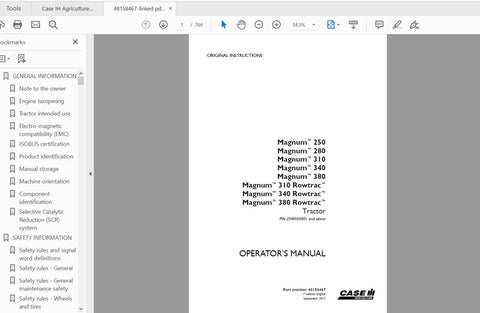 Unlock the full potential of your CASE IH Magnum tractor with the comprehensive Operator’s Manual for models 250, 280, 310, 340, 380, and Rowtrac Tier 4B. This PDF file is an essential resource for both new and experienced operators, providing detailed insights into the features and functionalities of your