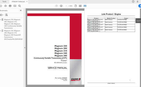 Enhance your maintenance routine with the CASE IH Tractor Magnum 250, 280, 310, 340 Powershift Service