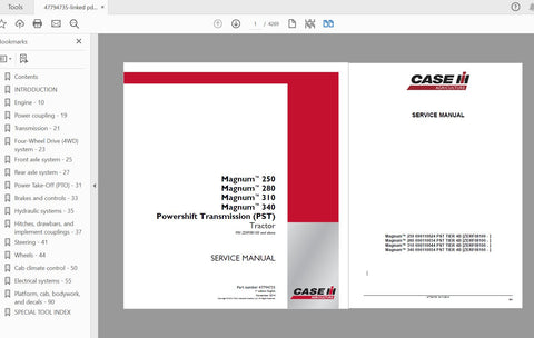 Unlock the full potential of your CASE IH Magnum series tractors with the comprehensive Service Manual (47794735) for models 250, 280, 310, and 340. This PDF file is an essential resource
