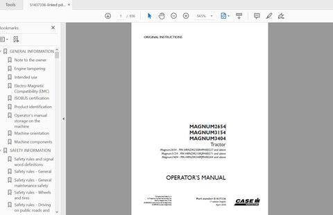 Unlock the full potential of your CASE IH Magnum 2654, 3154, and 3404 tractors with the comprehensive Operator’s Manual (PDF file). This essential guide provides detailed instructions