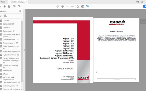 Discover the ultimate resource for your CASE IH Magnum Rowtrac tractors with the comprehensive service manual (part number 51537926). This PDF file covers models 250, 280, 310, 