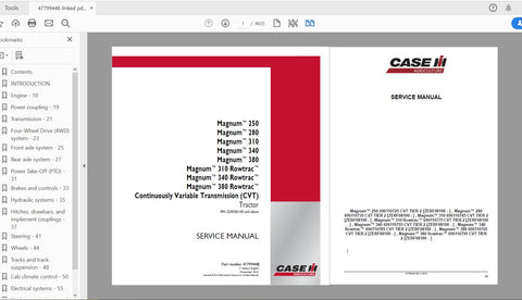 Unlock the full potential of your CASE IH Magnum Rowtrac tractor with the comprehensive service manual (47799448) designed for models 250, 280, 310, 340, and 380. This PDF