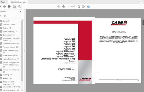 Discover the ultimate resource for maintaining your CASE IH Tractor Magnum Rowtrac models 250, 280, 310, 340, and 380 with the comprehensive Service Manual (Part Number: 51537910