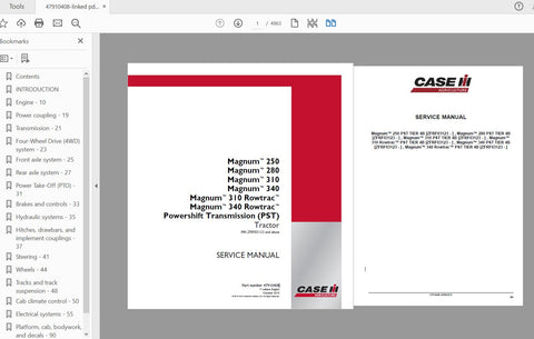 Unlock the full potential of your CASE IH Magnum Rowtrac 250, 280, 310, and 340 tractors with the comprehensive Service Manual (Part Number: 47910408). This PDF file is an essential resource