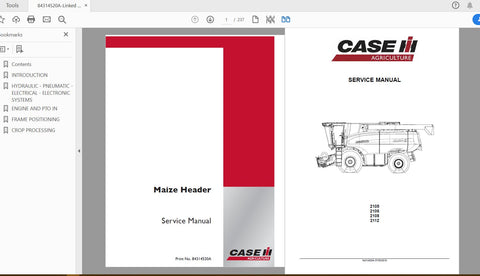 Discover the essential CASE IH Tractor Maize Header Service Manual (83214520A) in a convenient PDF format. This comprehensive guide is designed to provide you with all