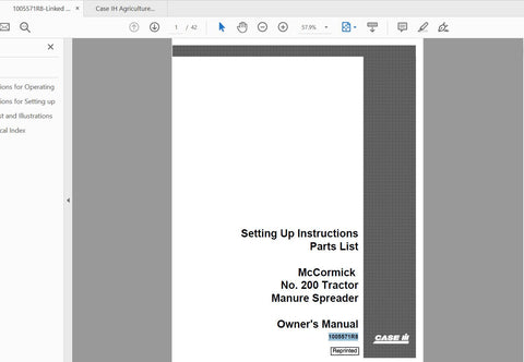 Discover the essential CASE IH Tractor Manure Operator’s Manual for the McCormick Model 200 (Part Number: 1005571R8). This comprehensive PDF file is designed to provide