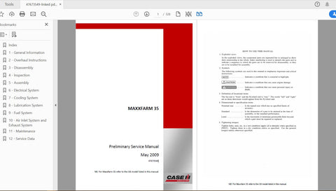 Discover the ultimate resource for your CASE IH MAXXFARM 35 tractor with the comprehensive service manual (part number 47673549) available in PDF format. This essential guide is designed to provide you with detailed information on maintenance, troubleshooting