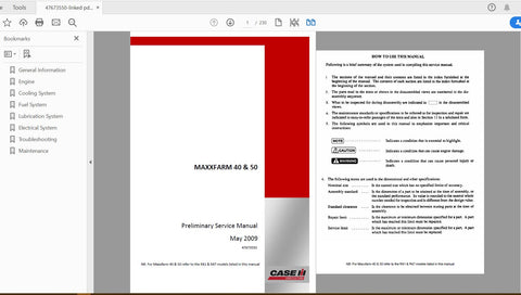 Unlock the full potential of your CASE IH MAXXFARM 40 and MAXXFARM 50 tractors with the comprehensive service manual (part number 47673550) available in PDF format. This