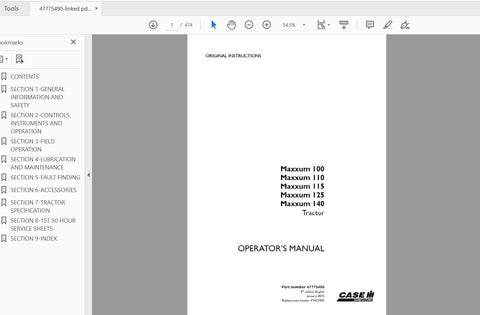 Unlock the full potential of your CASE IH Maxxum tractor with the comprehensive Operator’s Manual (PDF file) designed for models 100, 110, 115, 125, and 140. This essential guide provides detailed insights into the operation, maintenance, and troubleshooting