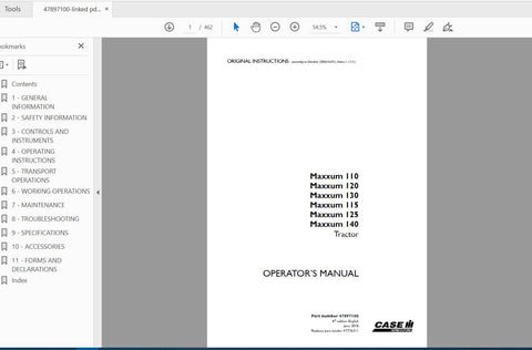 Discover the essential CASE IH Tractor Maxxum Operator’s Manual, designed specifically for models 110, 115, 120, 125, 130, and 140. This comprehensive PDF file serves as your go-to