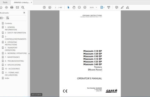 Unlock the full potential of your CASE IH Maxxum tractor with the comprehensive Operator’s Manual for models 110, 115, 120, 125, 130, and 140. This PDF file is designed to provide you with essential information and guidance, ensuring 