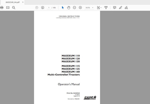 Discover the essential CASE IH Tractor Maxxum Operator’s Manual, designed specifically for models 110, 115, 120, 125, 130, and 140. This comprehensive PDF file provides you with all the information