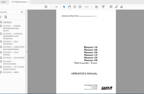 Discover the essential CASE IH Tractor Maxxum Operator’s Manual, designed specifically for models 110, 120, 130, 115, 125, and 140. This comprehensive PDF file provides you with detailed insights and operational guidelines to maximize the performance of your tractor.