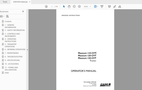 Discover the essential CASE IH Tractor Maxxum 110 CVT, 120 CVT, and 130 CVT Operator’s Manual, available in a convenient PDF format. This comprehensive guide is designed