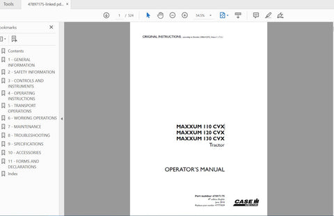 Enhance your farming efficiency with the CASE IH TRACTOR MAXXUM 110 CVX, 120 CVX, and 130 CVX Operator’s Manual. This comprehensive PDF file is designed to provide you with essential information and guidance for optimal operation and maintenance 