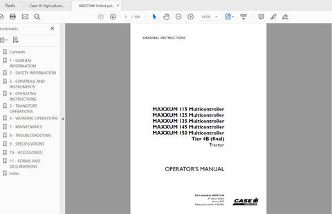 Discover the essential CASE IH Tractor Operator’s Manual for the Maxxum series, including models 115, 125, 135, 145, and 150. This comprehensive PDF file is designed to provide 