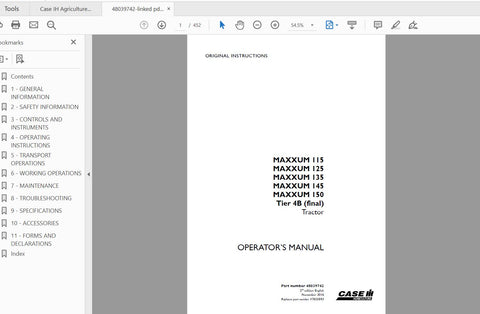 Unlock the full potential of your CASE IH Maxxum tractor with the comprehensive Operator’s Manual for models 115, 125, 135, 145, and 150 Tier 4B (Final). This PDF file is an essential resource for both new and experienced operators, providing