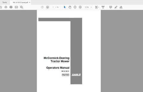 Discover the essential CASE IH Tractor McCormick-Deering Mower MC-D 5013 Operator’s Manual, now available in a convenient PDF format. This comprehensive guide is designed to enhance your understanding and operation of the mower, ensuring you get the most out of your equipment.
