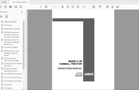 Discover the essential CASE IH Tractor Model F-30 Farmall INT-5142A Operator’s Manual, now available in a convenient PDF format. This comprehensive guide is designed to enhance your understanding of the F-30, ensuring you get the most out