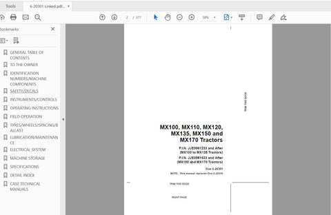 Unlock the full potential of your CASE IH Tractor with the comprehensive Operator’s Manual for models MX100, MX110, MX120, MX135, MX150, and MX170. This PDF file is designed to
